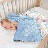 Lofaris Colorful Unicorn Rainbow Floral Minky Baby Blanket